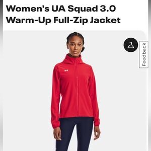 Under Armour Women’s Warmup FZ Jacket Red Windbreaker Squad 3.0